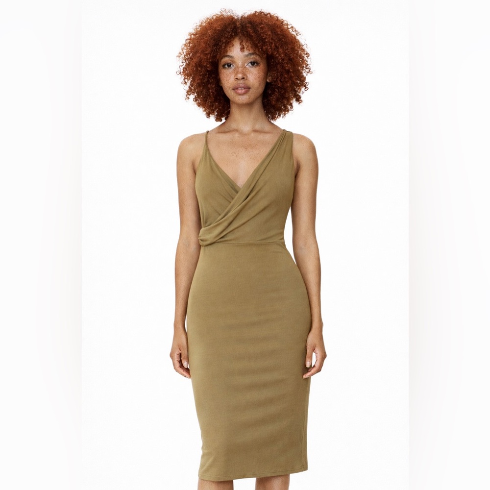 Topshop Gold Sleeveless Midi Dress